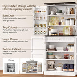 OtterOasis 72" Tall Pantry Cabinet, 31.5" W Larger Farmhouse Kitchen Pantry Cabinet with Barn Doors, Hidden Drawer and 4 Shelves, Wood Versatile Storage Cabinet for Kitchen, Dining Room, Living Room OtterOasis
