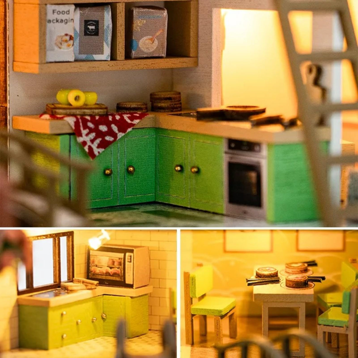OZJAY DIY Miniature House Kit, Tiny House Kit with Dust Proof Cover & Tools, DIY Wooden Dollhouse Miniature Kit for Adults Teen, Wooden Crafts Lovely Dollhouse Kit OZJAY