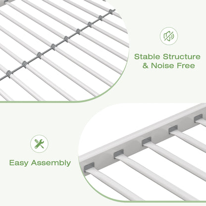 VECELO Bunk Bed Twin Over Twin, Metal Bunkbeds with Ladder and Full-Length Guardrail, No Box Spring Needed, Space Saving, Noise Free, White