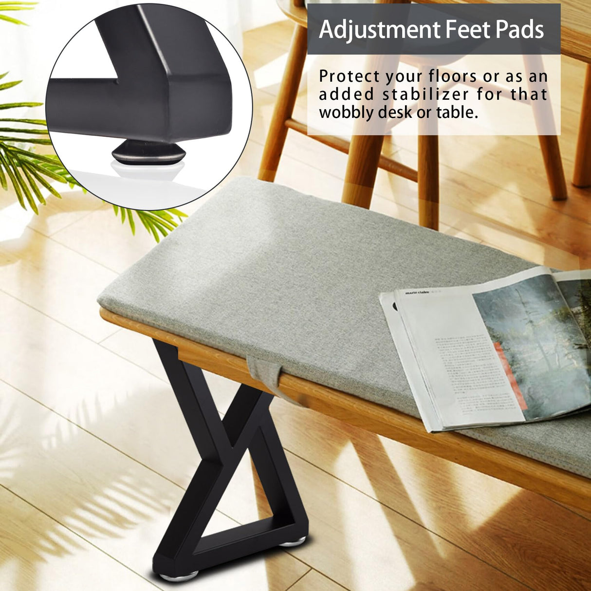Taelakeni 16 Inch Metal Bench Coffee Table Legs, Set of 2, Black Taelakeni