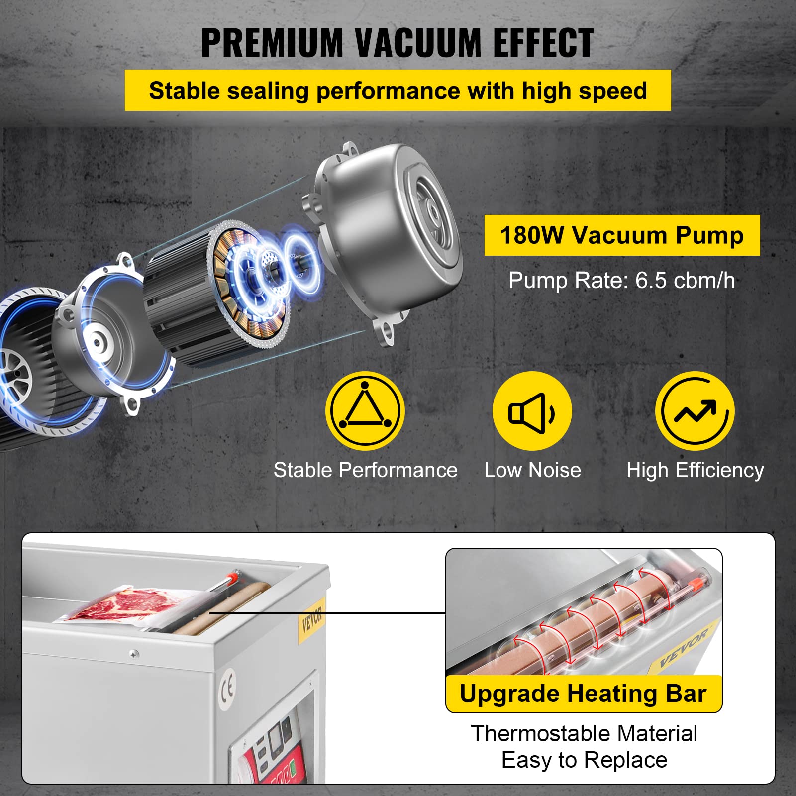 VEVOR Chamber Vacuum Sealer, DZ-260A 6.5 m³/h Pump Rate, Excellent Sealing Effect with Automatic Control, 110V Kitchen Packaging Machine for Fresh Meats, Fruit Saver, Home, Commercial Using - WoodArtSupply