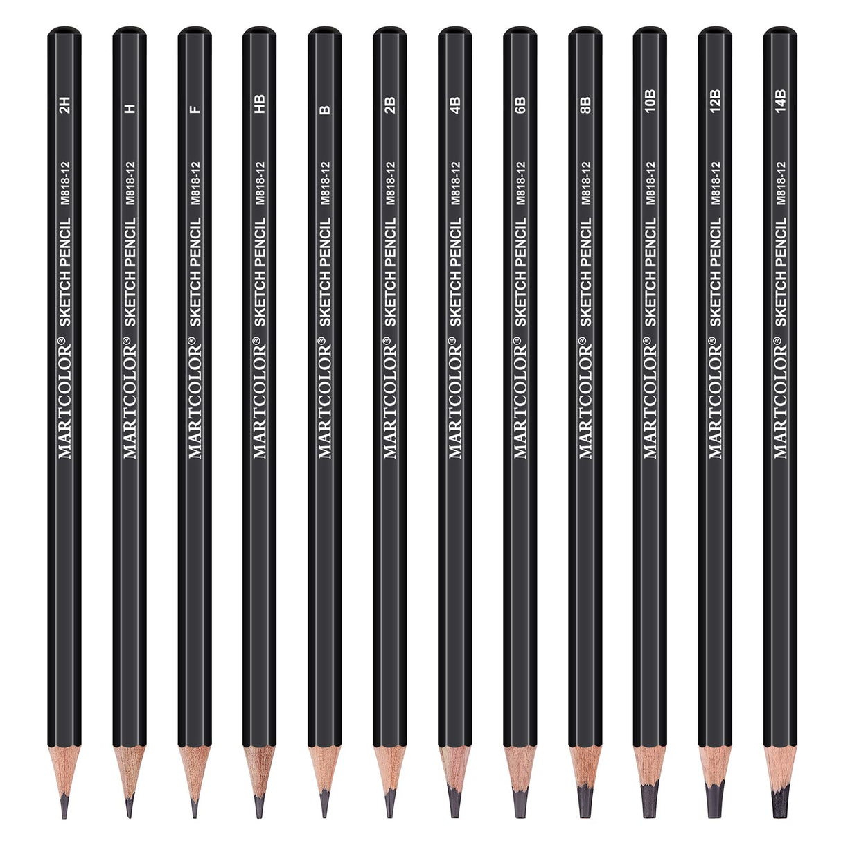 MARTCOLOR Drawing Sketching Pencils Set, 12 Pack Graphite Pencils(14B - 2H), Ideal for Drawing Art, Sketching, Shading, Artist Pencils for Beginners & Pro Artists MARTCOLOR