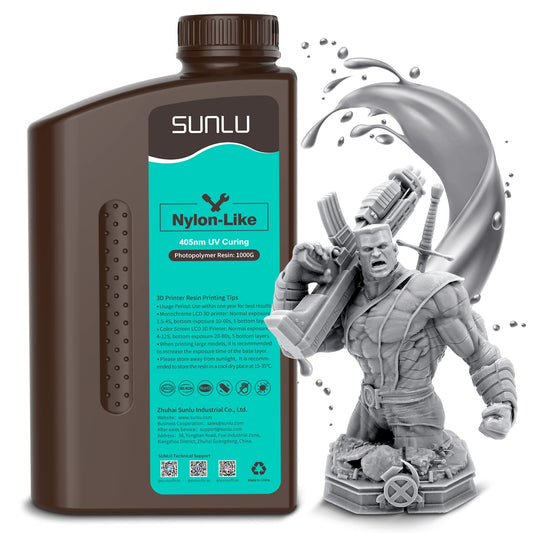 SUNLU 3D Printer Resin, Strong Durable Nylon Like 3D Resin for LCD DLP SLA Resin 3D Printers, 395-405nm UV Light Curing 3D Printing Liquid Photopolymer Resin, Good for Functional Parts, 1000g, Grey