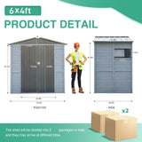 6x4 FT Outdoor Weatherproof Storage Shed, Secure Wood Bike Shed w/Lockable Entry, Garden Storage Solution for Lawn Equipment, Tools, Waste Bin(Gray) AEMSOFK