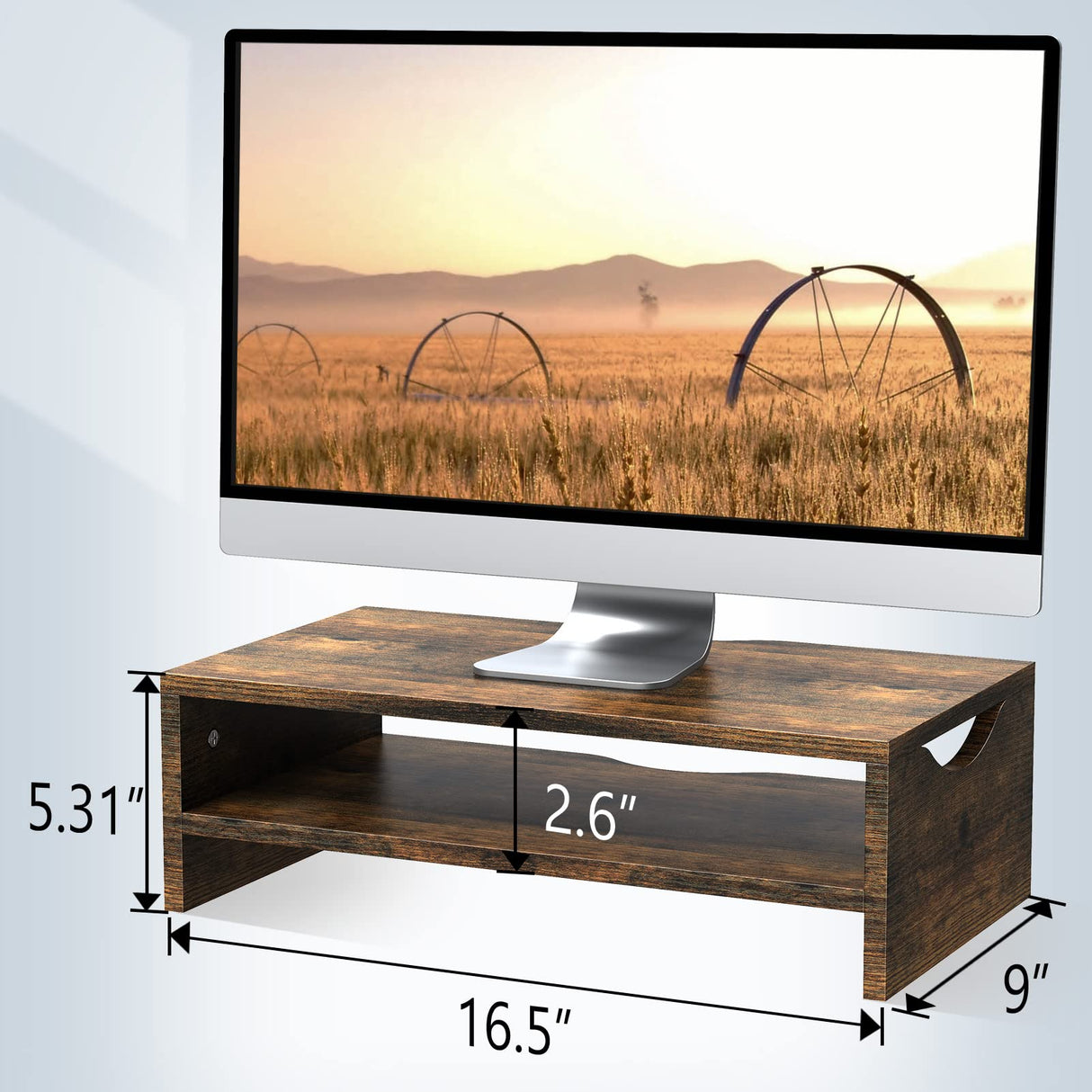 Zimilar Monitor Stand Riser, 2 Tiers Laptop Computer Monitor Riser for PC Screen, iMac, Desktop Wooden Screen Monitor Stand Riser with Storage for Home Office Zimilar