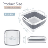 2.4 Gal(9L) Collapsible Dish Basin with Drain Plug, Space Saving Outdoor Multiuse Foldable Sink Tub, Dishpan, Kitchen Storage Tray for Camping, Vegetable Washing, RV (Gray) Goderewild