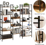 Triple Wide 5 Tier Bookcases and Bookshelves,Adjustable Industrial Style BookShelf With 14 Open Display Shelves,Metal Frame Wide Book Shelf Book Case for Bedroom Living Room Home Office Study Room Amenitlif