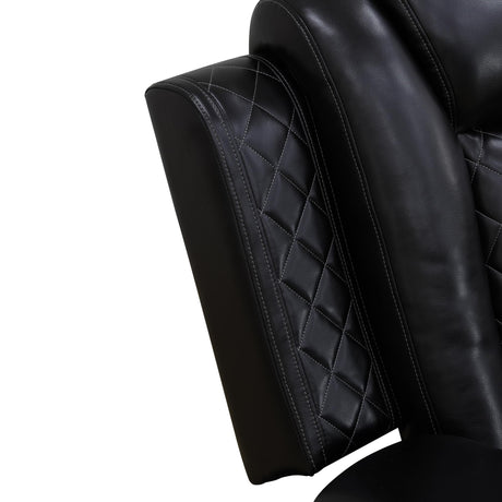 JBXBER Power Recliner Sectional Sofa Set, Black Leather Sectional Couch for Living Room, L Shape Reclining Sofa with Led Lights, Cup Holder, Pull-Down Table for Home/Office(6 Seat) JBXBER