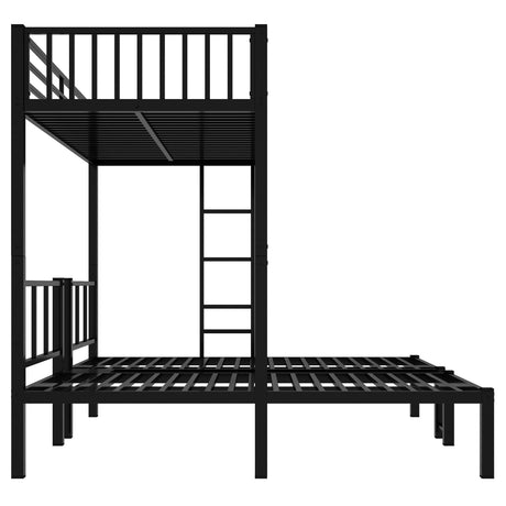 HKOLIE Twin Over Twin & Twin Bunk Beds for 3, Triple Bunk Bed for 3 with Guardrails, Ladder & Upper-Bed Platform, for Children, Teens, Adults, No Box Spring Needed (Triple Bunk Bed) HKOLIE
