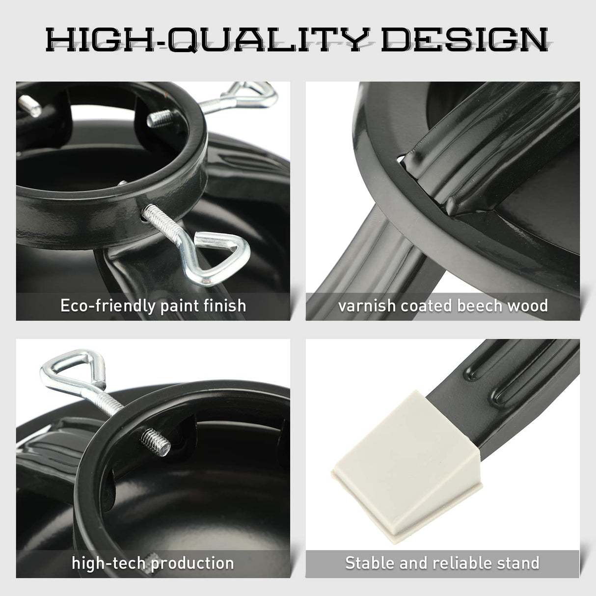 Roowest Christmas Tree Stand for Live Tree, Real Christmas Tree Base Dark Green Metal Holiday Xmas Tree Stands Fits for 2-3.5 Inches Trunk, 0.8 Gallon Water Capacity Roowest