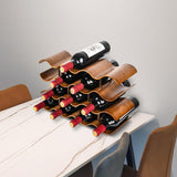TRUDING Countertop Wine Rack - 14 Bottle Freestanding Wine Bottle Holder Stand - 4 Tier Wooden Wine Storage Rack - Wavy Wine Organizer for Cabinet Pantry Home Kitchen Bar (Walnut) TRUDING