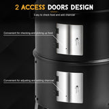 BIG HORN OUTDOORS 16 inch Charcoal Smoker, Vertical BBQ Grill, Heavy Duty 4 In 1 Fire Pit with Built-in Thermometer & Adjustable Vent System for Backyard Patio Camping BIG HORN OUTDOORS