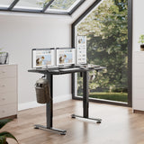 Veken 48 Inch Electric Standing Desk, Height Adjustable Sit Stand Up, Wood Desktop, Work Home Office Computer PC Table, Tall Standup Workstation, Gaming Writing Study Bedroom Rising Desks, Black Veken