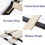 Allewie Queen Platform Bed Frame/Velvet Upholstered Bed Frame with Vertical Channel Tufted Headboard/Strong Wooden Slats/Mattress Foundation/Box Spring Optional/Easy Assembly/White Allewie