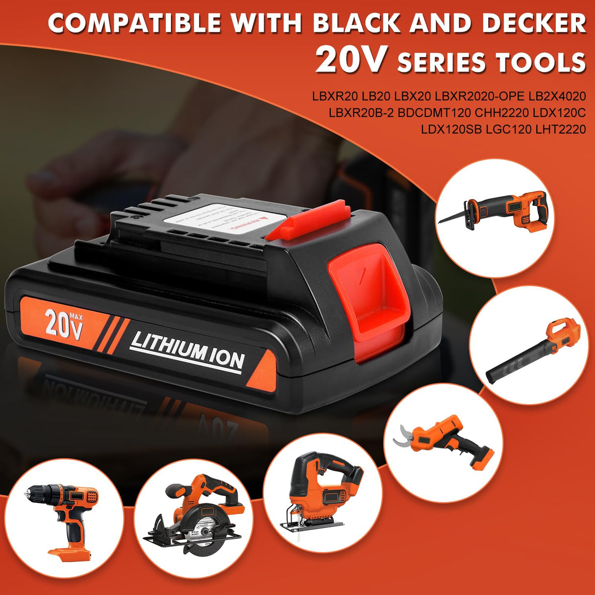 2 Packs 3.5Ah 20v Replacement Battery for Black&Decker Lithium-ion Battery Compatible with Black and Decker & Stanley & Porter Cable 20-Volt Battery Cordless Power Tools Touyeet