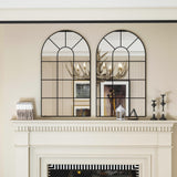 NEUWEABY Arched Wall Mirror, 42"x24" Arched Window Mirror Decorative Wall Mounted, Black Frame Window Pane Mirror Rustic Arch Mirror for Living Room Bedroom Entryway NEUWEABY