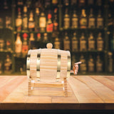 DEARMAMY 1 Set Oak Aging Barrel with Wood Stand, Mini Whiskey Barrel Wine Bucket with Spigot for Home Beer Liquors Distiller Brewer 0.8 L DEARMAMY