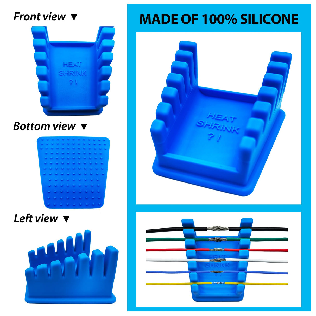 ZYRELYNX Upgraded Silicone Soldering Stand, Helping Hands Soldering Station, Soldering Wire Holder with 6 Slots - Third Hand Soldering Iron Stand for 32AWG to 12AWG Wires(Only Stand), Blue, 1 Pcs ZYRELYNX