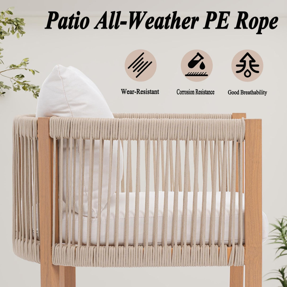 DAYAOUTDOOR Patio Dining Table and Chairs, Outdoor Furniture Set, Round Dining Sets for 4, Outdoor Dining Table Set, 5 Piece Patio Round Chairs Set, Small Outdoor Patio Sets for Kitchen, Beige DAYAOUTDOOR