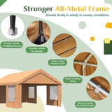 EROMMY 13' x 20' Heavy Duty Carport，Portable Garage with UV Protection & Steel Frame, Car Port with Removable Sidewalls, All-Season Car Canopy for Tractor, Truck, Boat, Yellow EROMMY