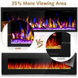 Smart 60" WiFi-Enabled Electric Fireplace Heater, Recessed in-Wall and Wall-Mounted Linear Fireplace,Compatible with Alexa,13 Adjustable Flame Color and 5 Brightness,1500/750 Watt Heater,Black Alpaca