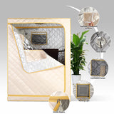 Smartmak Full Size Far Infrared Sauna, Two Person Home SPA with Time & Temperature Remote, Chairs, Light, Oversized 1 or 2 Person Privacy Indoor Saunas for Relaxation, BeigeGold Smartmak