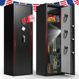 8-12 Gun Safe for Rifles and Pistols, Biometric Rifle Safe with Quick Access Fingerprint & Digital Keypad, Heavy Duty Steel Gun Cabinet with LED Light and No Assembly Required Marcree