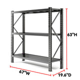 Heavy Duty 5-Tier Metal Shelving Unit with Adjustable Heights - 67" W x 63" H x 19.6" D, 4500 lbs Load Capacity - Industrial Garage Storage Solution for Workshop, Basement, and Home Organization Notmise