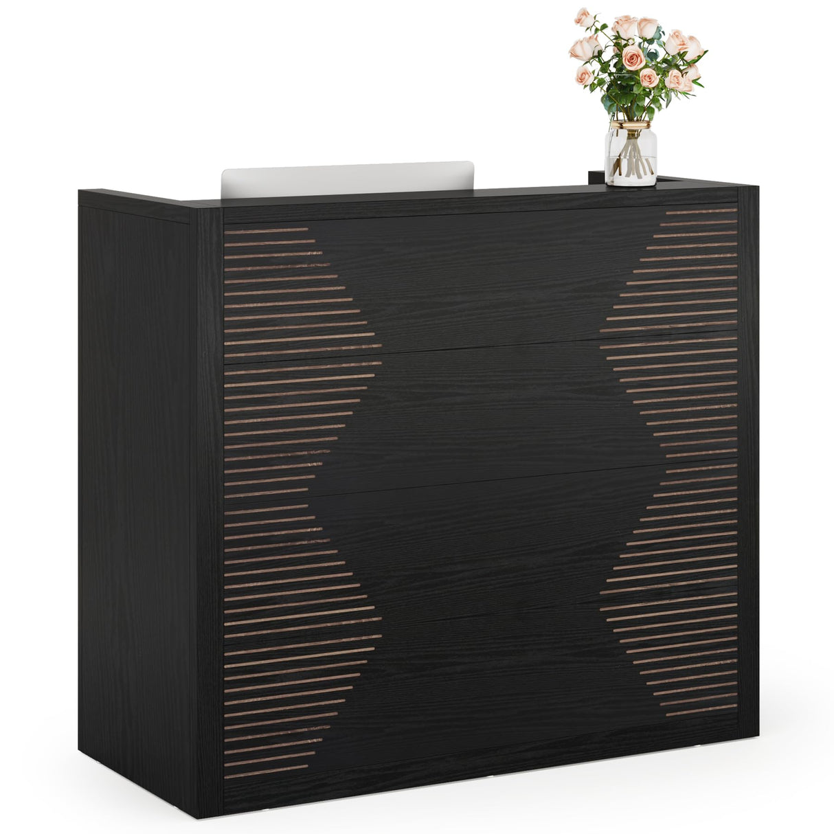 Tribesigns Reception Desk, Modern Front Desk with Counter, 47 Inch Small Retail Counter for Checkout, Lobby, Salon, Small Office, Reception Area (Black, 47.2" W x 19.7" D x 43.3" H) Tribesigns