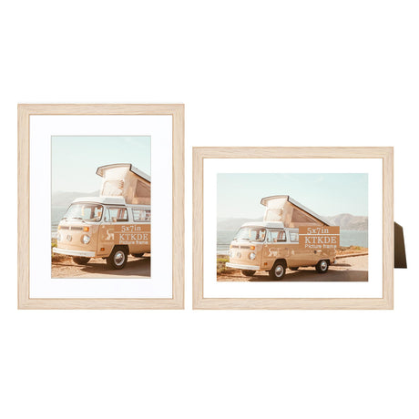 KTKDE 5x7 Picture frame Set of 2,4x6 with mat 5x7 without Mat,Modern Style Wood Composite Frame, Real Glass, Studio Gallery 5x7 frame Wall Mount and Tabletop Display Family Friends Wedding Ideal Gift KTKDE
