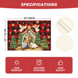 Artoid Mode Buffalo Plaid Kogiya Shepherd Christmas Placemats Set of 4, 12x18 Inch Winter O Holy Night Xmas Table Mats for Party Kitchen Dining Decoration Artoid Mode