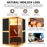 SAUNA Infrared Sauna 2 Person 1980W Low-EMF Wooden Home Spa Room Canadian Hemlock Wood Indoor Dry Saunas LCD Control Panel, APP Control 15 Minutes Pre-Warm up, Time and Temp Pre-Set, 10-Year Aftersale HOSAUNA