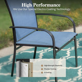 HERA'S HOUSE Outdoor Dining Set 5 Piece Patio Table and Chairs Set, 4 x Textilene Dining Chair, 37" Square Wood Look Dining Table, for Lawn Garden Backyard Deck (Blue Chair x 4, 37" Square Table) HERA'S HOUSE