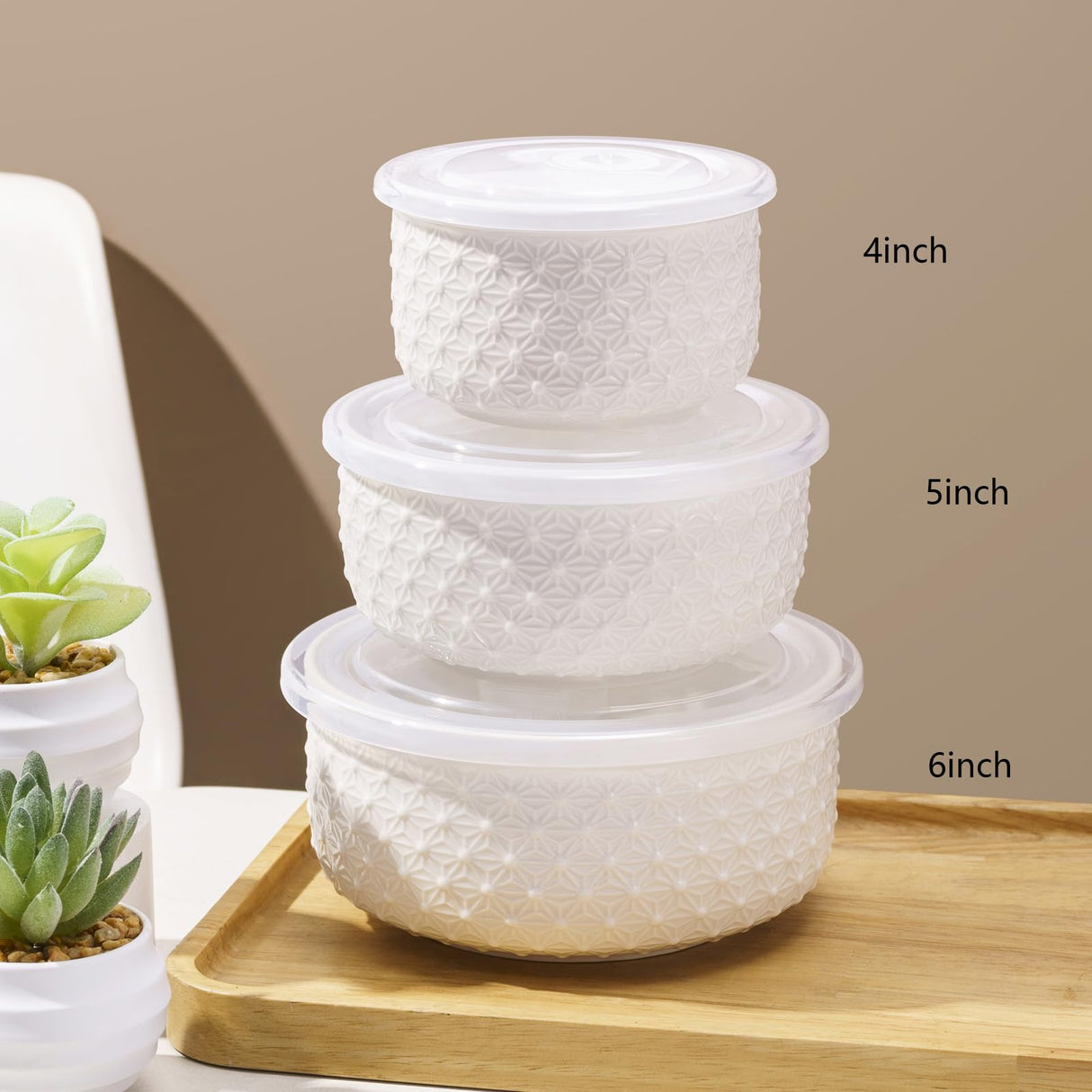 Mosuji 10 oz Set of 4 Oven-Safe Porcelain Ramekins with Lids, Large White Souffle and Creme Brulee Baking Dishes, Ramekin Bowls for Sauce and Dessert Mosuji