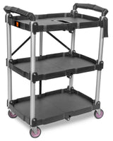 WEN Compact Foldable Service Utility Cart, Three Tier with 165-Pound Capacity (73065) WEN