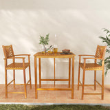 Tangkula 3 Piece Patio Bar Table & Chairs, Outdoor Acacia Wood Bar Set w/Slatted Seat & Tabletop, Wood Dining Bar Set w/Backrest, Armrests & Footrest for Backyard, Poolside, Balcony Tangkula