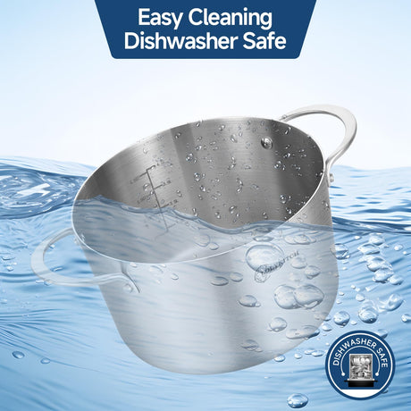 LOLYKITCH Tri-ply Stainless Steel 5 QT Stock Pot with Steamer,Induction Cooking Pot,Pots and Pans,Heavy Duty,Dishwasher and Oven Safe. LOLYKITCH