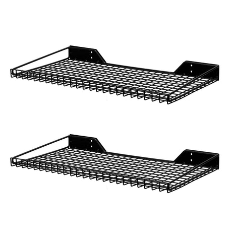 Wallmaster Garage Wall Shelf 2 Pack 23.6"x11.8" Wall Mount Heavy Duty Metal Shelves Mesh Storage Rack for Garage, Office, Basement and Kithcen, max Load 65 lbs (Black) Wallmaster