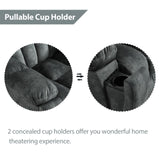EBELLO Loveseat Recliner Sofa for Living Room, Extra Wide Modern Overstuffed 2 Seat Reclining Manual Sofa Chair, Daul Recliner with Hidden Armrest Cup Holders, Breathable Fabric, Grey EBELLO