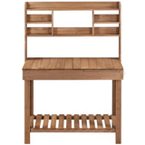 Topeakmart Potting Bench Germination Table - Wood Garden Work Bench Flatform w/Display Rack/Practical Storage Prganizer for Backyard, Patio and Balcony, Brown Topeakmart