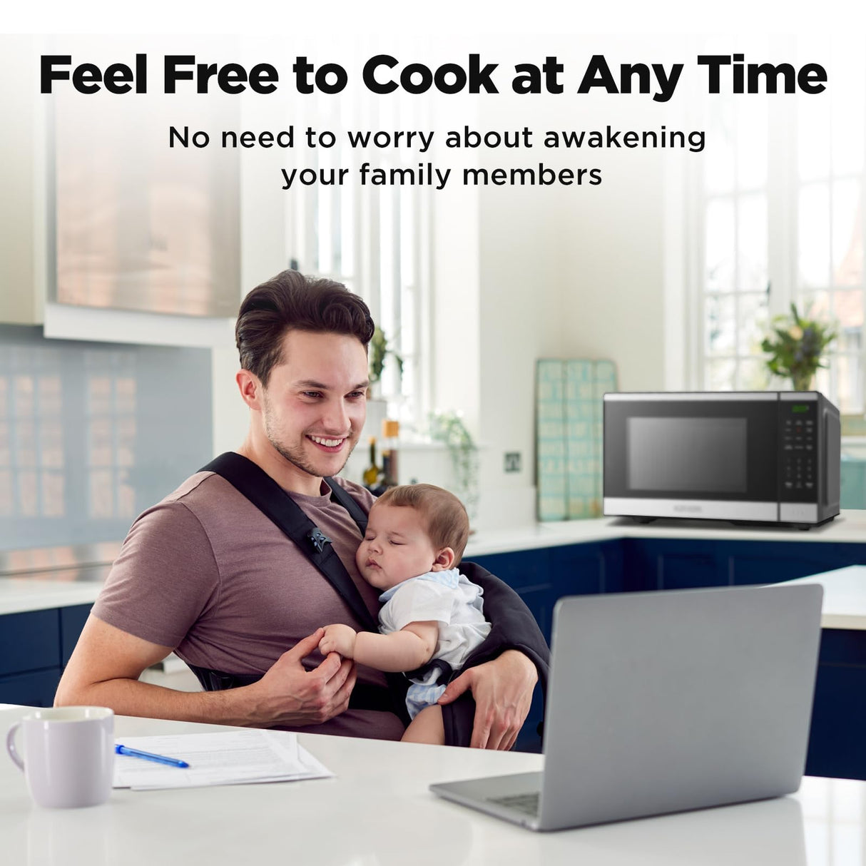 BLACK+DECKER Countertop Microwave Oven 0.9 Cu Ft, 6 Auto Menus, Child Lock, Memory Function, 10 Power Levels, Easy One-Touch Start, Digital Panel, 900W BLACK+DECKER