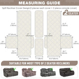 TAOCOCO Loveseat Recliner Cover with Console, Non-Slip Split Reclining Pet Cover for Dual Loveseat Recliner, Furniture Protector with Elastic Straps (2 Seater, Off White) TAOCOCO