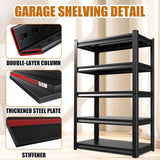 TXTDPL 72" H Storage Shelves, 5-Tier Garage Shelving, 3000 LBS Heavy Duty Shelves, Adjustable Shelving Unit, Steel Shelf Storage Rack, Easy to Assemble, for Garage, Warehouse, Basement, Black TXTDPL