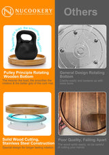 Nucookery 360° Rotating Utensil Holder, 7.2" Large Utensil Crock, White Ceramic Cooking Utensil Organizer with Countertop-Protection Cork Bottom for Farmhouse Kitchen Decor Gift (White) Nucookery