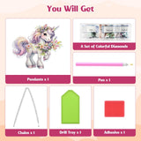 GHHKUD Hanging Diamond Painting Pendant Unicorn Ornament Kits - DIY Animal Decoration with Chain Diamond Art Hanging for Adults Kids, Double Sided Handmade Gifts for Holiday Decor GHHKUD