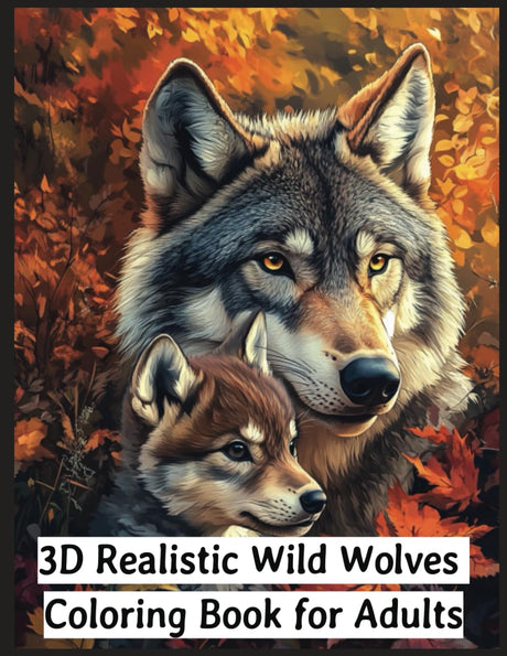 3D Realistic Wild Wolves Coloring Book for Adults: 60 Detailed Stress Relief Grayscale Images for Your Good Mood (3D Realistic Grayscale Animals, Birs and Pets Coloring Books) Majosta
