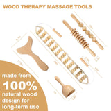 OYHMC Wood Therapy Massage Tools Professional Maderoterapia Kit Body Sculpting Tools for Lymphatic Drainage and Anti-Cellulite.Wood Massager Roller Rpoe for Back and Muscle Pain Relief (5pcs) OYHMC