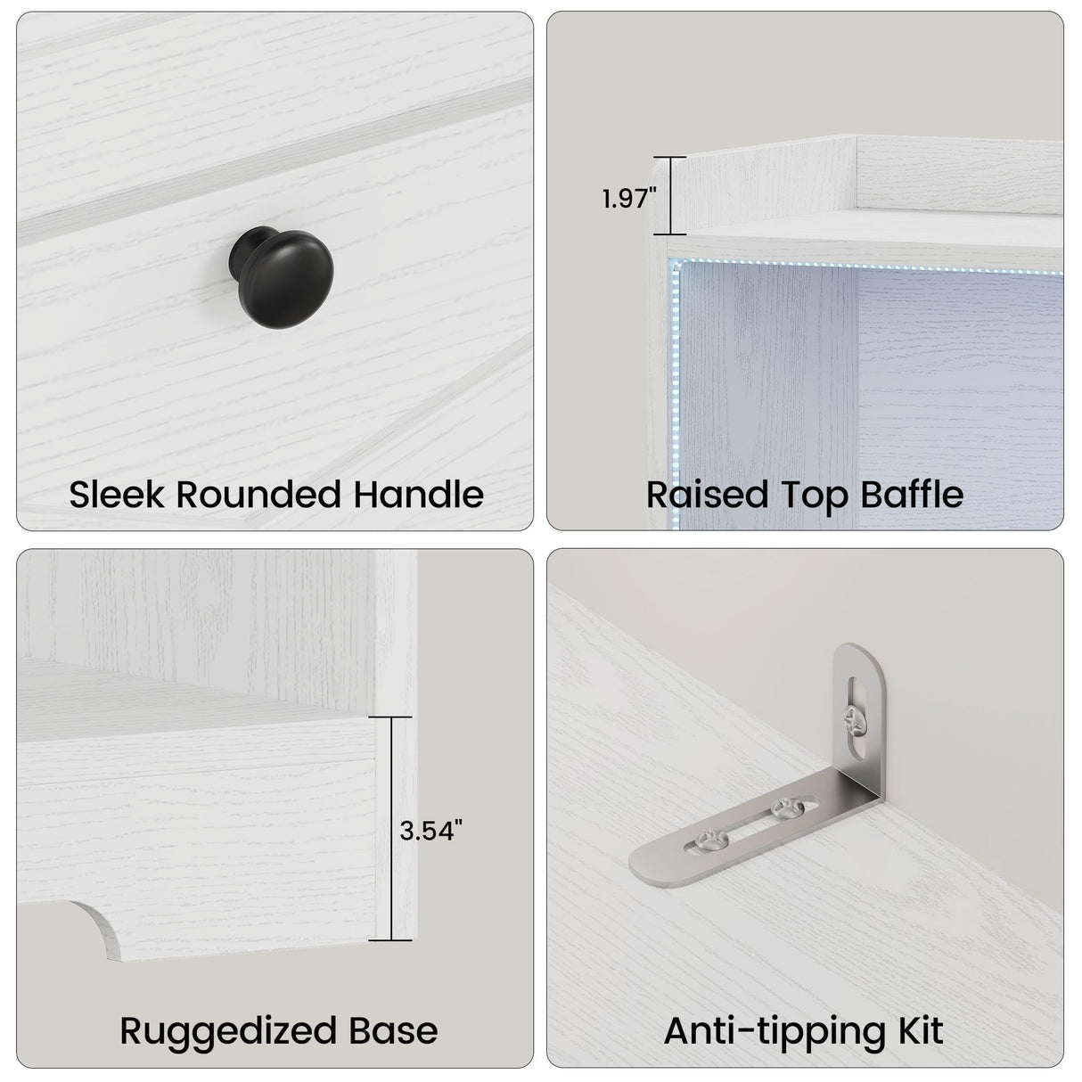 ANCTOR Book Shelf with Light and Drawers, 55" W x 79" H, 7-Tier Double Wide Bookshelf with Pegboard, Freestanding Deep Bookcase for Living Room, White ANCTOR