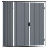 Patiowell 5 x 3 FT Plastic Outdoor Storage Shed, Resin Waterproof Cabinet with Stable Roof and Lockable Doors for Patio Furniture, Pool Accessories and Tools, Dark Grey Patiowell