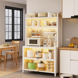 Voclym Bakers Rack with Wheels, 5-Tier Coffee Bar with Wheels, Microwave Stand with Storage, Kitchen Shelves for Kitchen Pantry, Storage Room, White Voclym